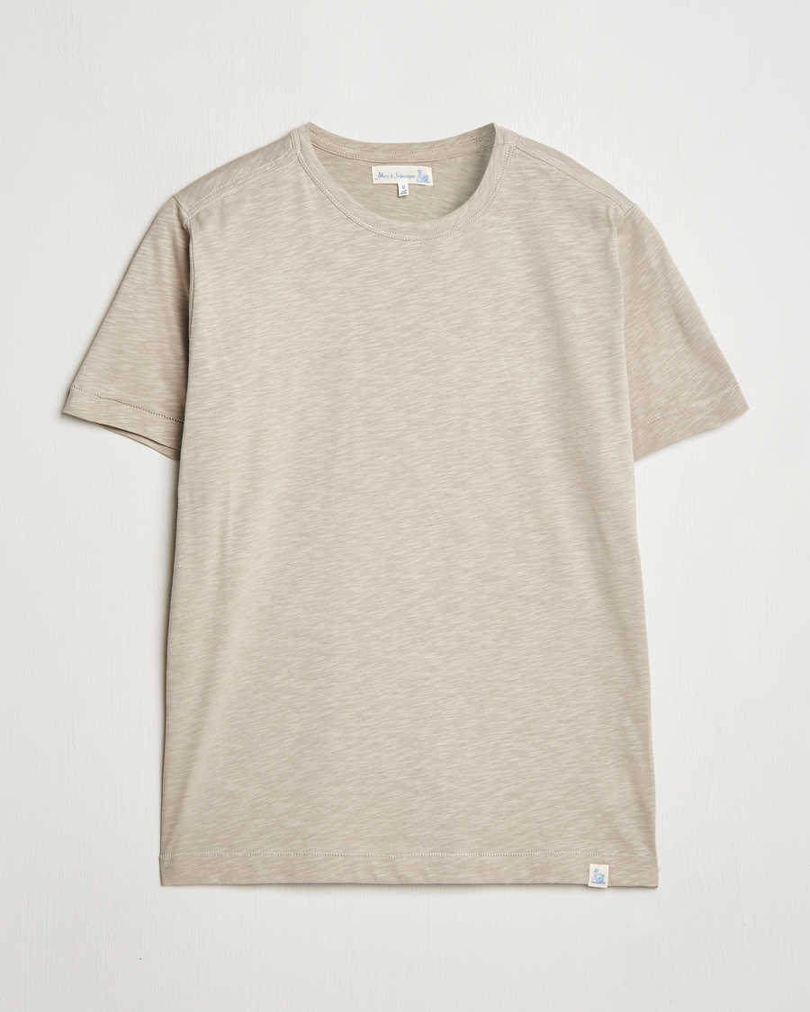 Uomini | T-shirt | Merz b. Schwanen | Organic Pima Cotton Slub Crew Neck T-Shirt Greige