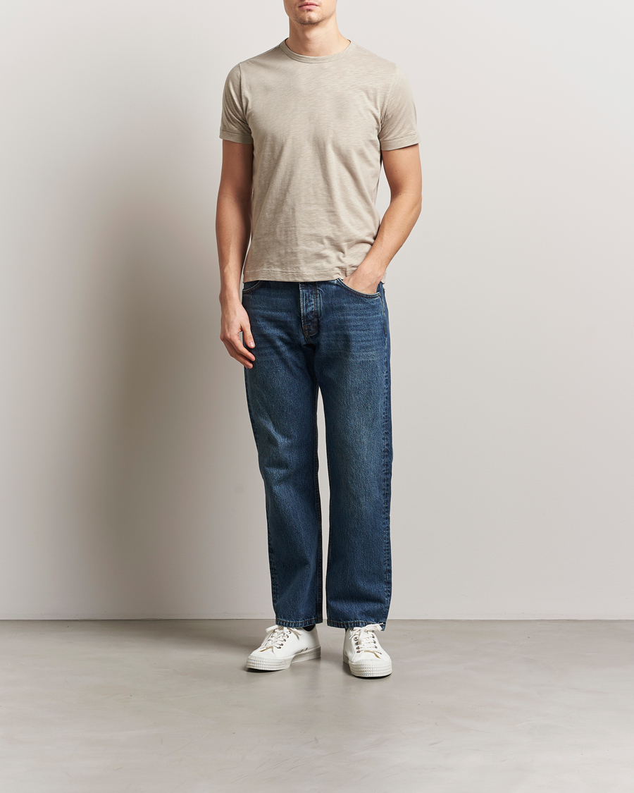 Uomini | T-shirt | Merz b. Schwanen | Organic Pima Cotton Slub Crew Neck T-Shirt Greige