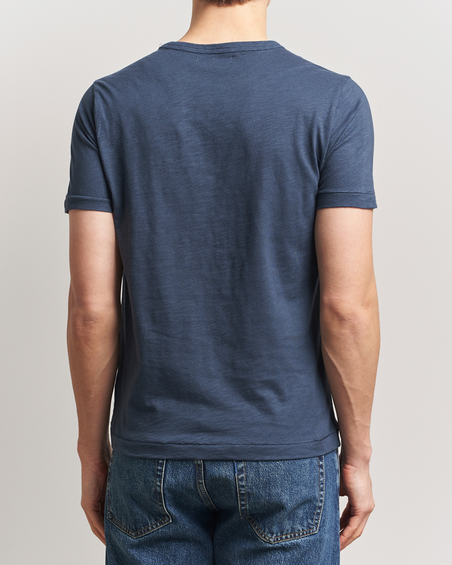 Uomini | T-shirt | Merz b. Schwanen | Organic Pima Cotton Slub Crew Neck T-Shirt Denim Blue
