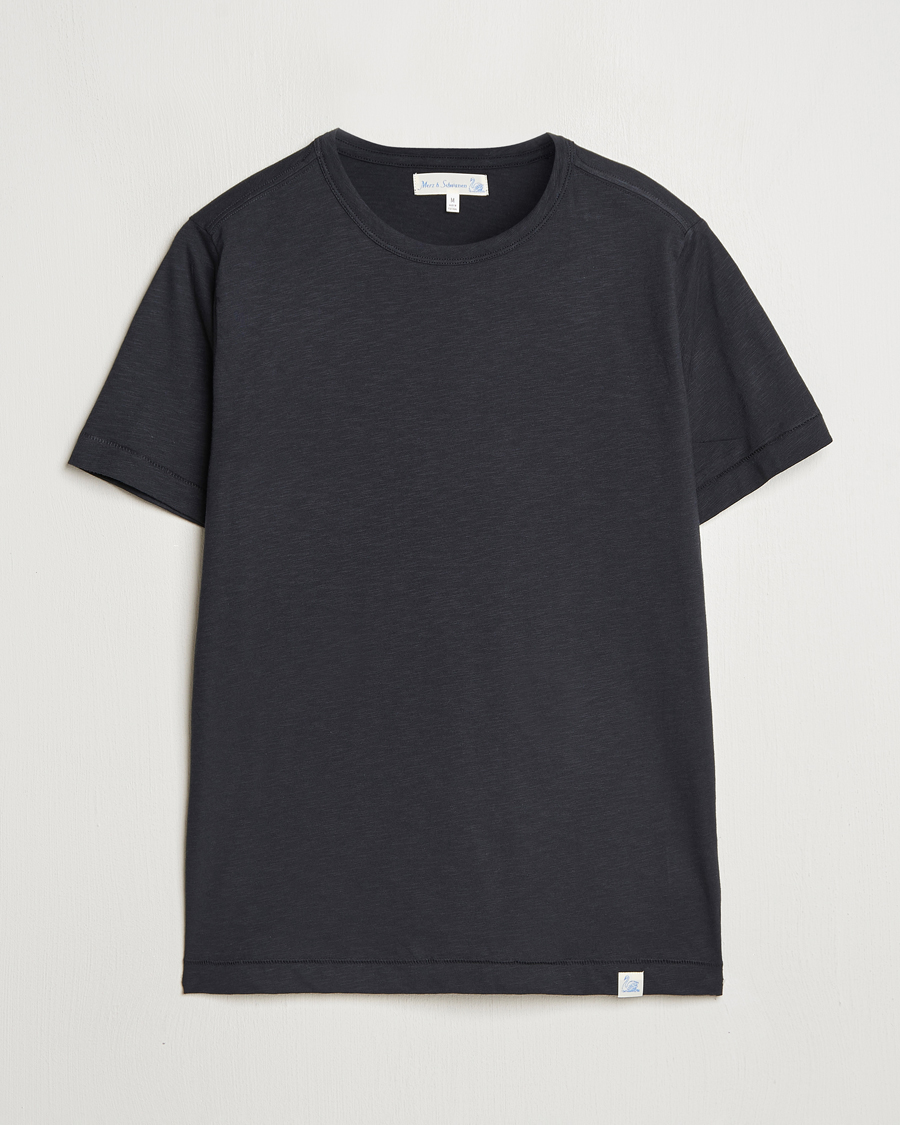 Uomini | T-shirt | Merz b. Schwanen | Organic Pima Cotton Slub Crew Neck T-Shirt Black