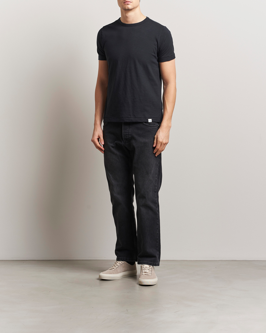 Uomini | T-shirt | Merz b. Schwanen | Organic Pima Cotton Slub Crew Neck T-Shirt Black