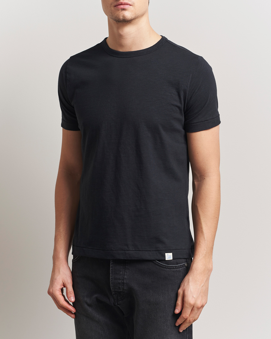 Uomini | T-shirt | Merz b. Schwanen | Organic Pima Cotton Slub Crew Neck T-Shirt Black