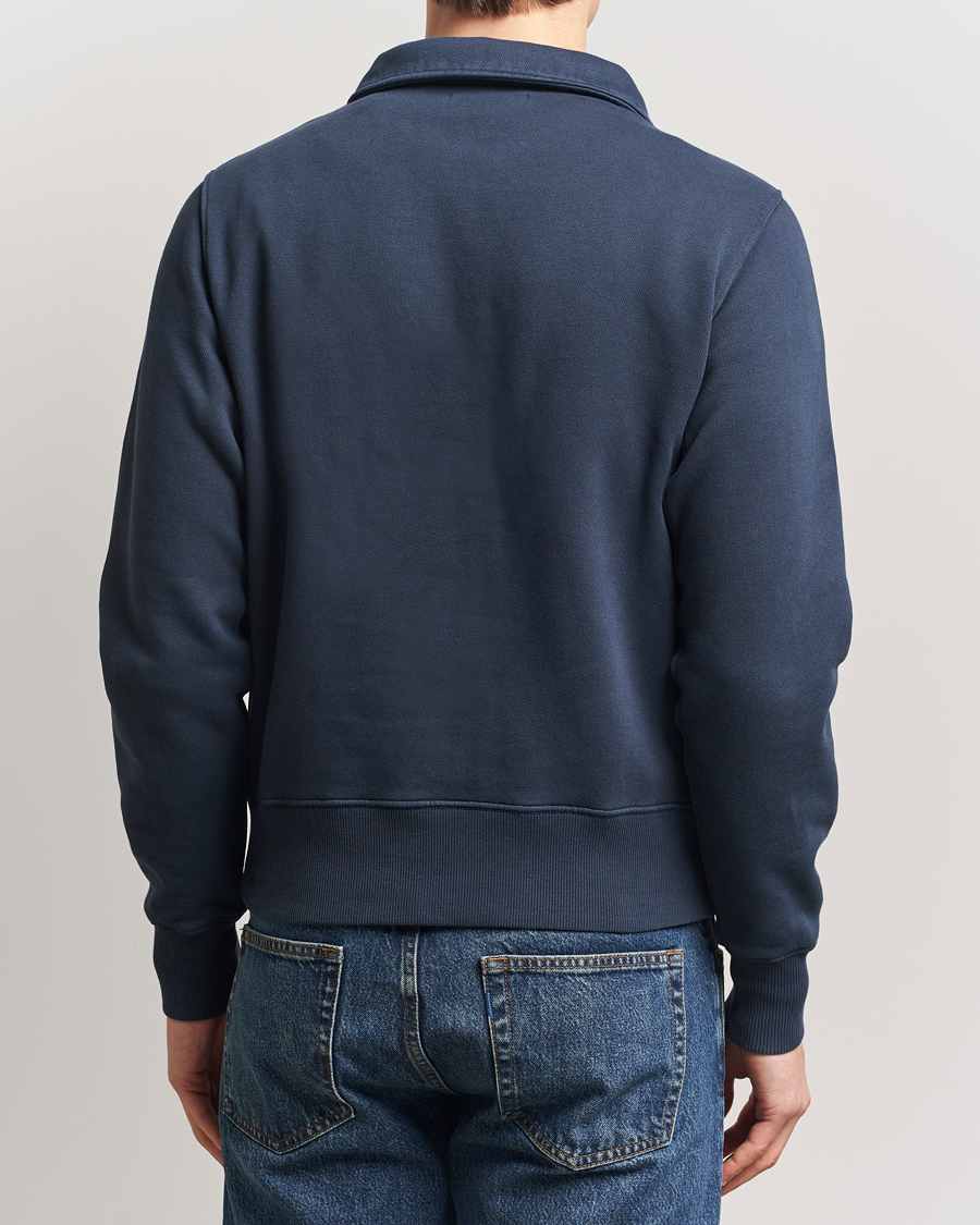 Uomini | Maglieria | Merz b. Schwanen | Relaxed Fit Vintage Fleece Half Zip Sweat Denim Blue