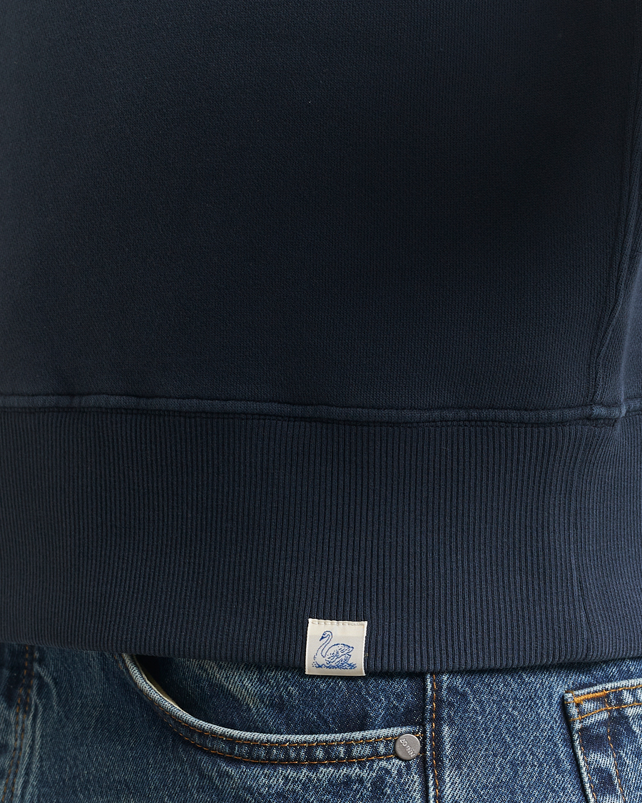 Uomini | Maglieria | Merz b. Schwanen | Relaxed Fit Vintage Fleece Half Zip Sweat Denim Blue