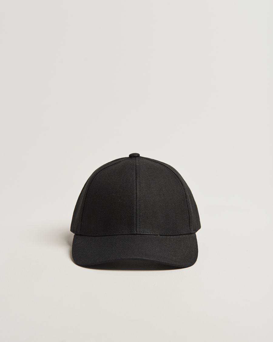 Uomini | Cappelli & Berretti | Varsity Headwear | Linen Baseball Cap Licorice Black