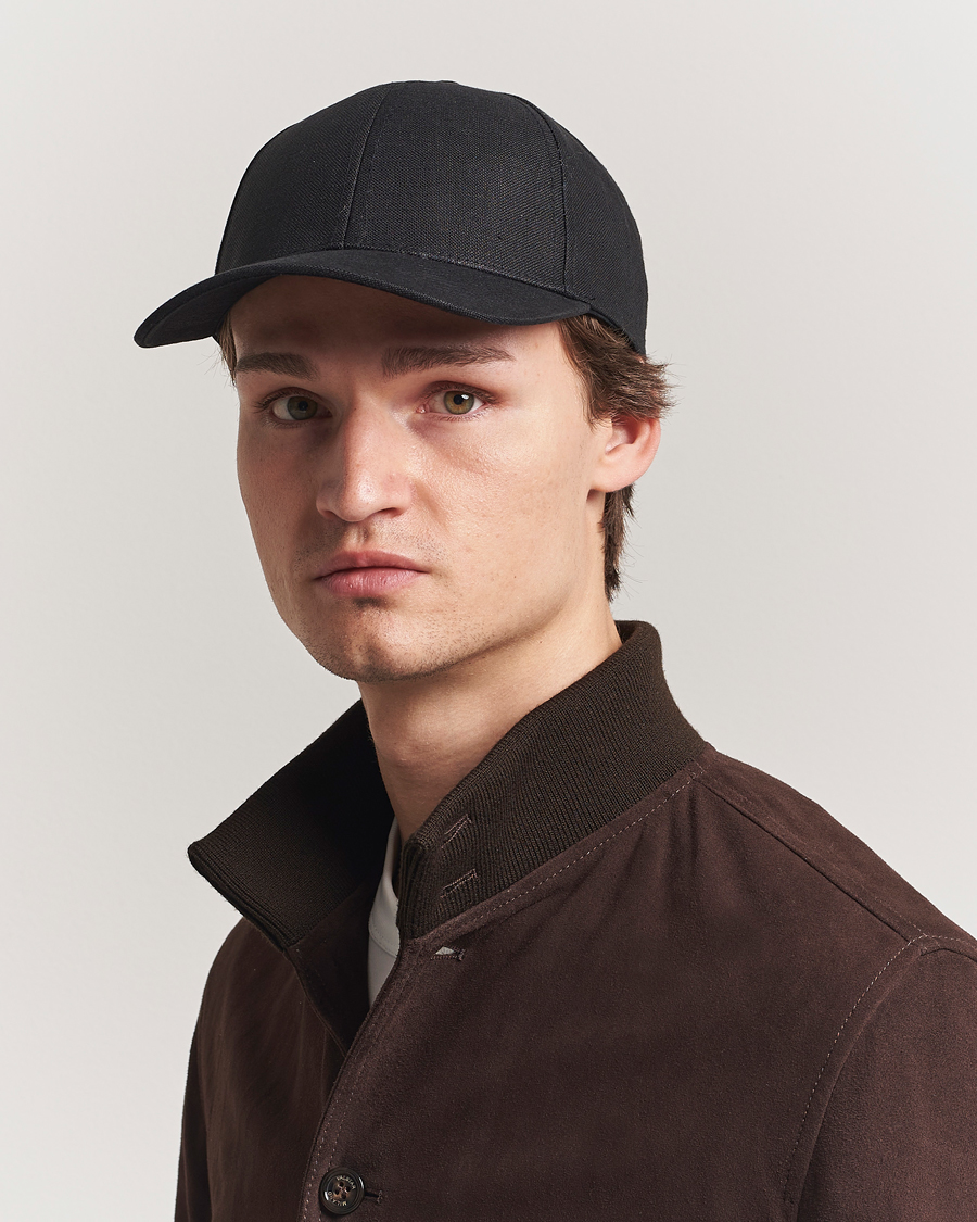 Uomini | Cappelli & Berretti | Varsity Headwear | Linen Baseball Cap Licorice Black