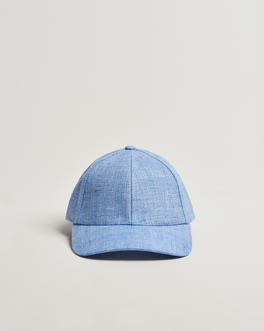 Uomini | Cappelli & Berretti | Varsity Headwear | Linen Baseball Cap Azure Blue