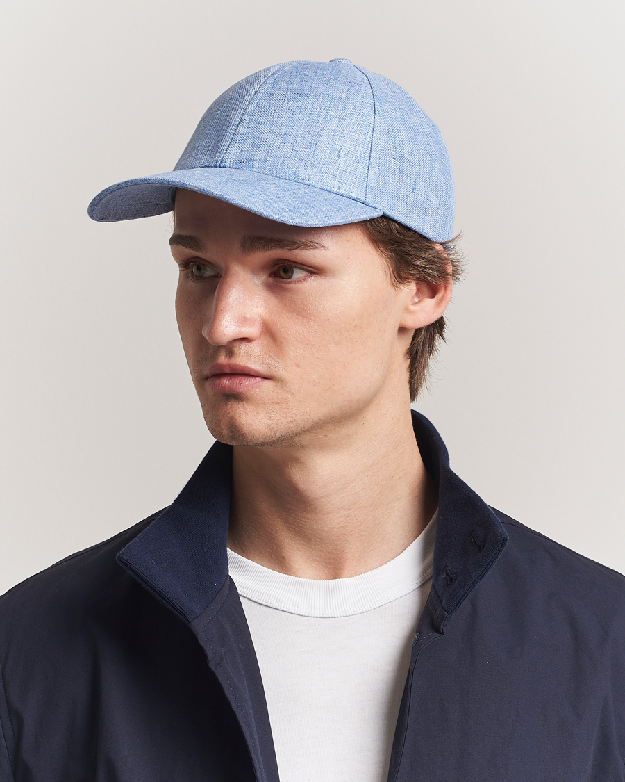Uomini | Cappelli & Berretti | Varsity Headwear | Linen Baseball Cap Azure Blue