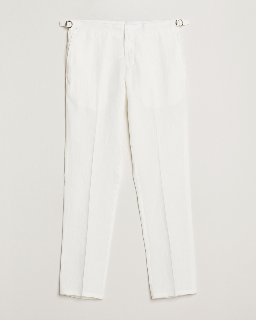 Uomini | Pantaloni | Orlebar Brown | Griffon Italian Linen Trousers White Sand