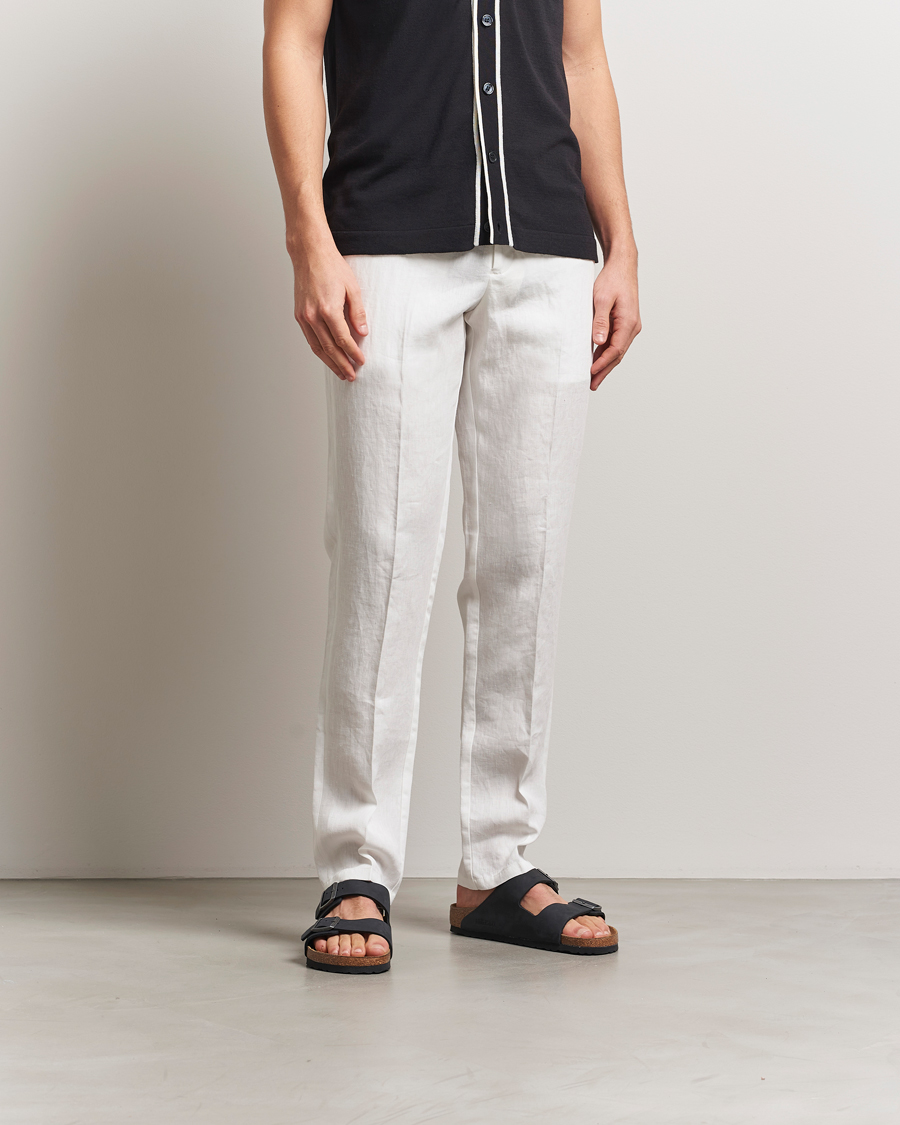 Uomini | Pantaloni | Orlebar Brown | Griffon Italian Linen Trousers White Sand