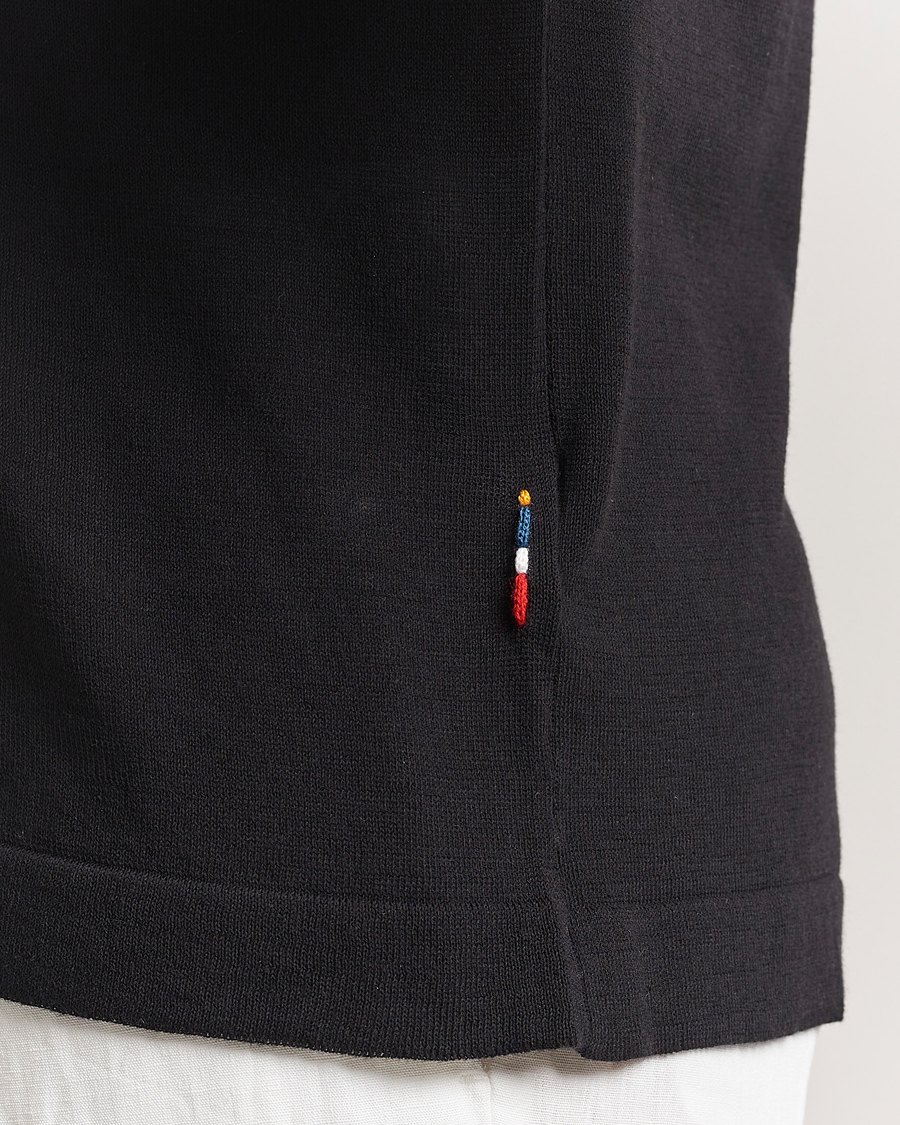 Uomini | Camicie | Orlebar Brown | Keeling Silk/Cotton Knitted Shirt Black/White Sand