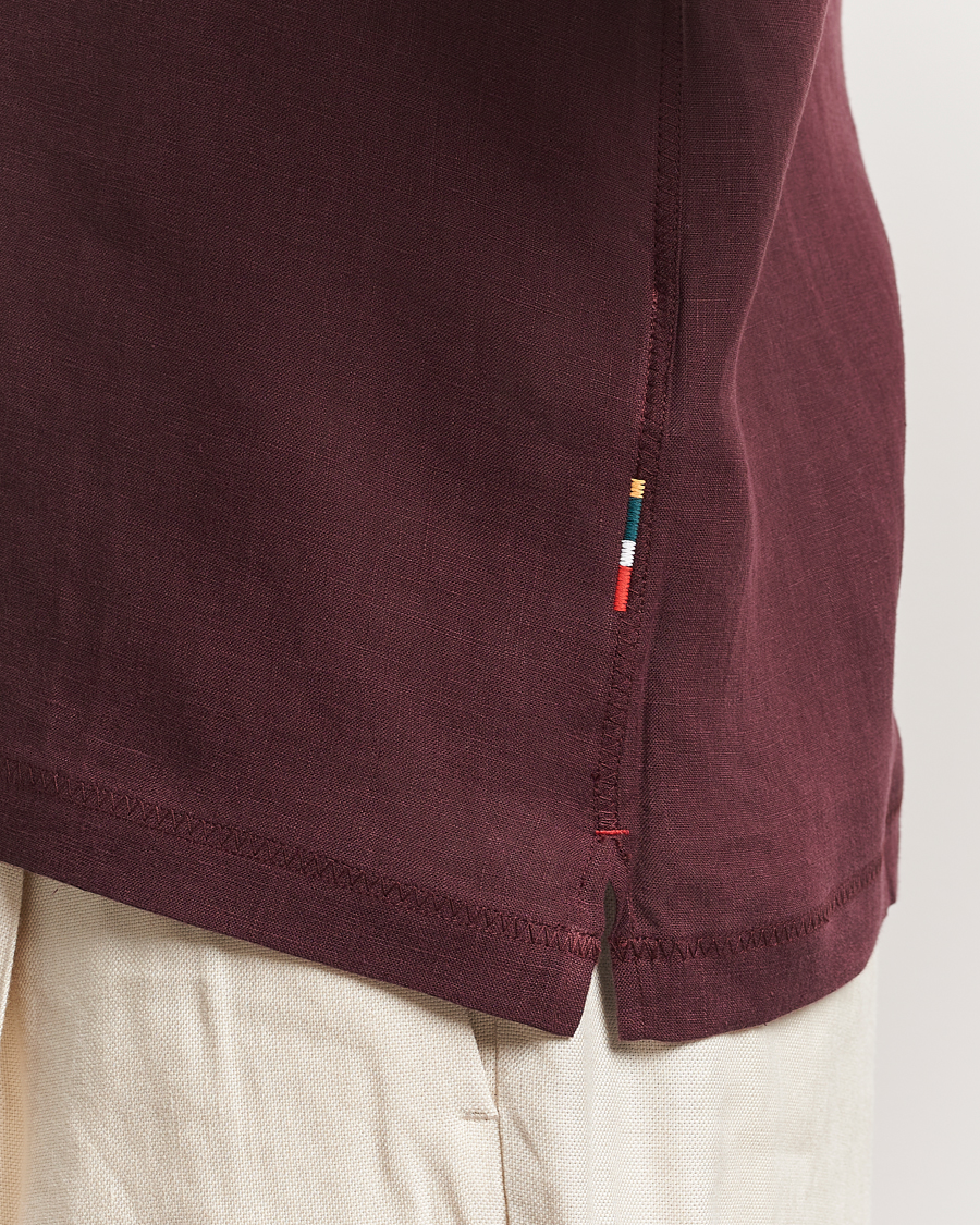 Uomini | Camicie | Orlebar Brown | Maitan II Short Sleeve Linen Shirt Damson