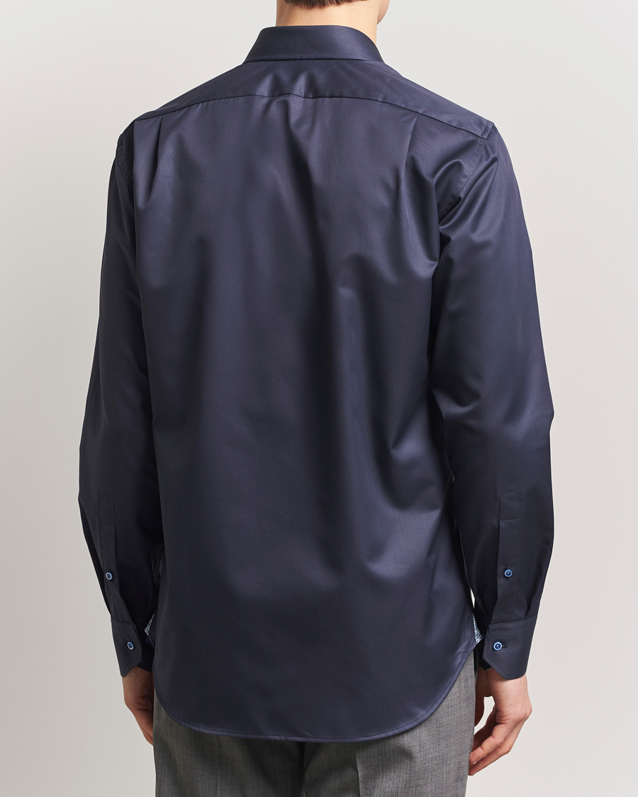 Uomini | Camicie | Stenströms | Fitted Body Contrast Cotton Twill Shirt Navy