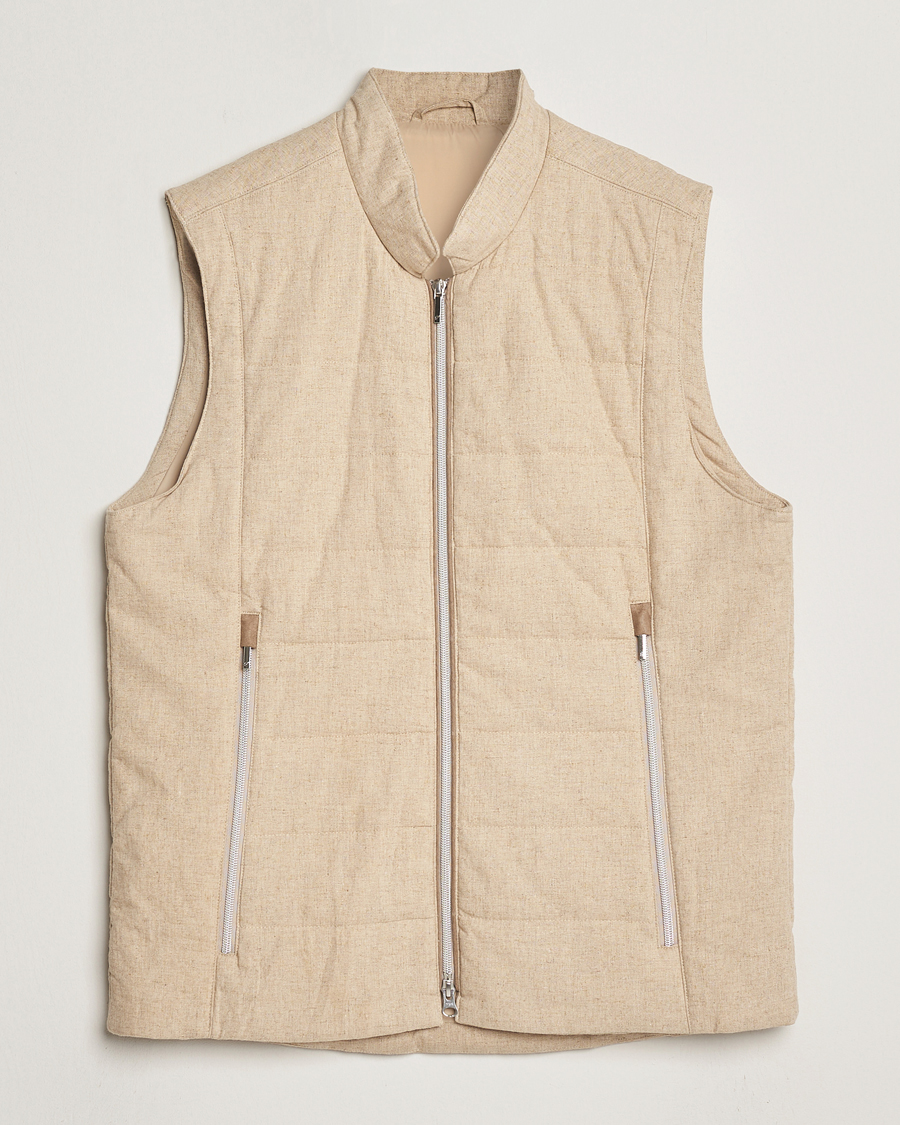 Uomini | Giacche | Stenströms | Linen/Alcantar Vest Beige