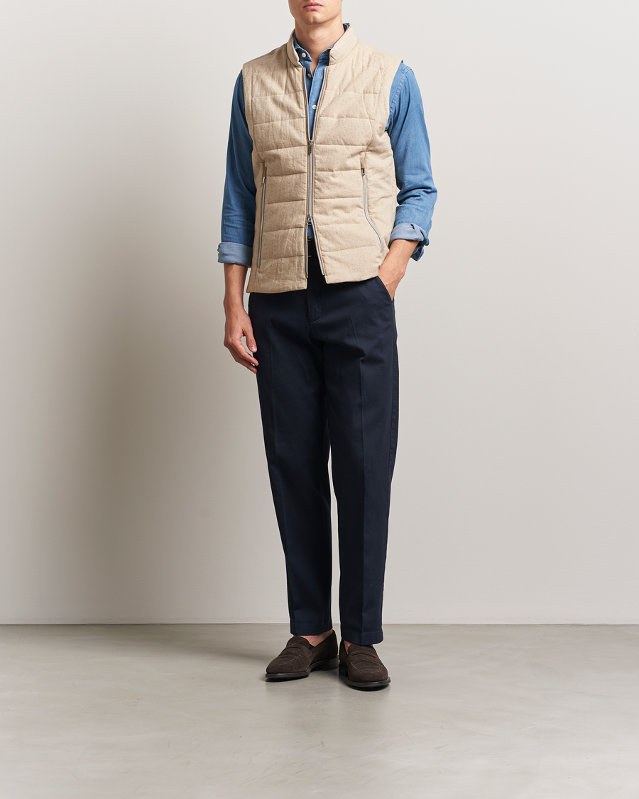 Uomini | Giacche | Stenströms | Linen/Alcantar Vest Beige