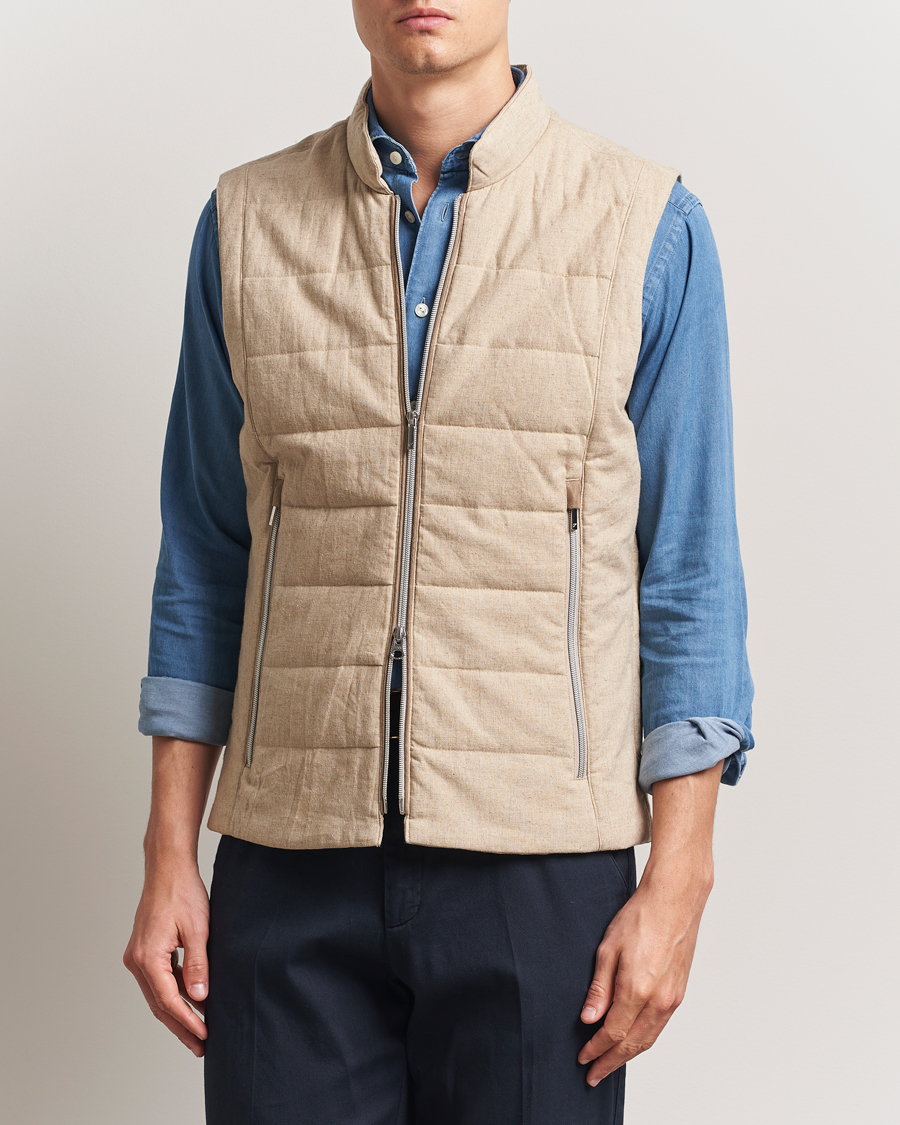 Uomini | Giacche | Stenströms | Linen/Alcantar Vest Beige