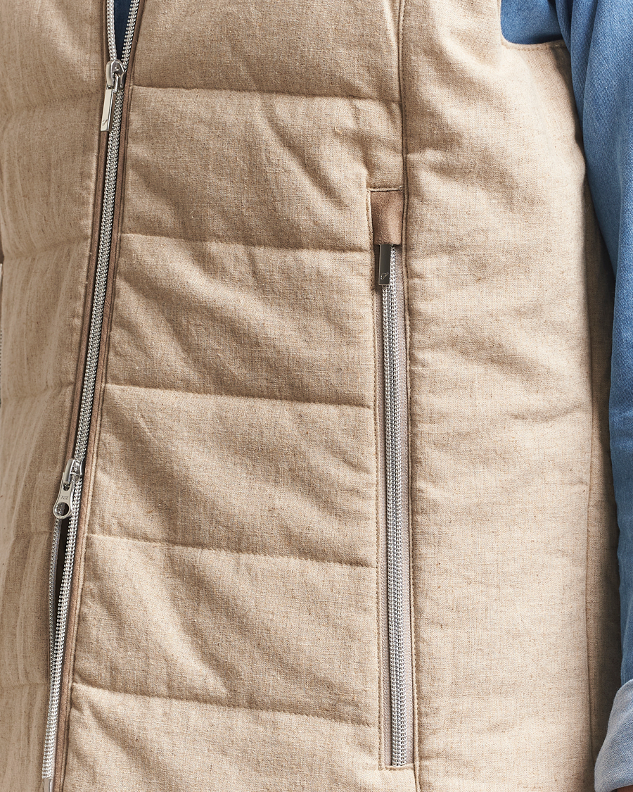 Uomini | Giacche | Stenströms | Linen/Alcantar Vest Beige