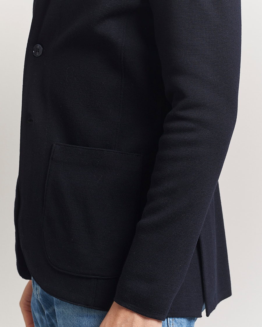 Uomini | Blazers | Stenströms | Milano Knitted Merino Blazer Navy