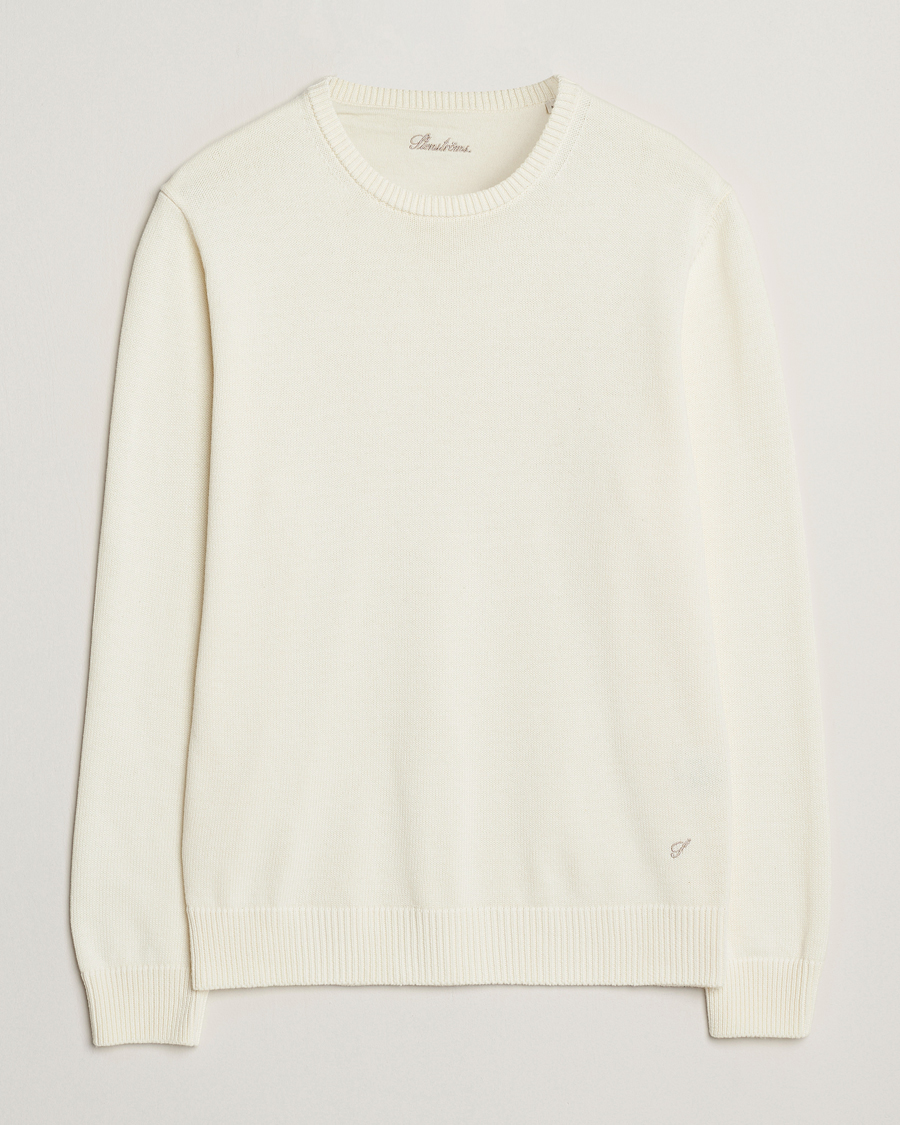 Uomini | Maglieria | Stenströms | Organic Cotton Knitted Sweater White