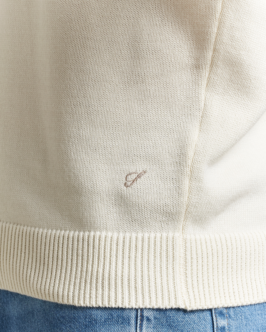 Uomini | Maglieria | Stenströms | Organic Cotton Knitted Sweater White