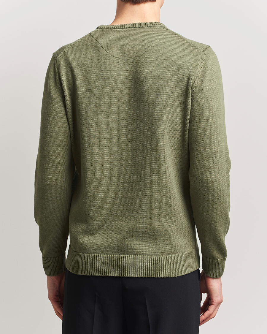 Uomini | Maglieria | Stenströms | Organic Cotton Knitted Sweater Olive