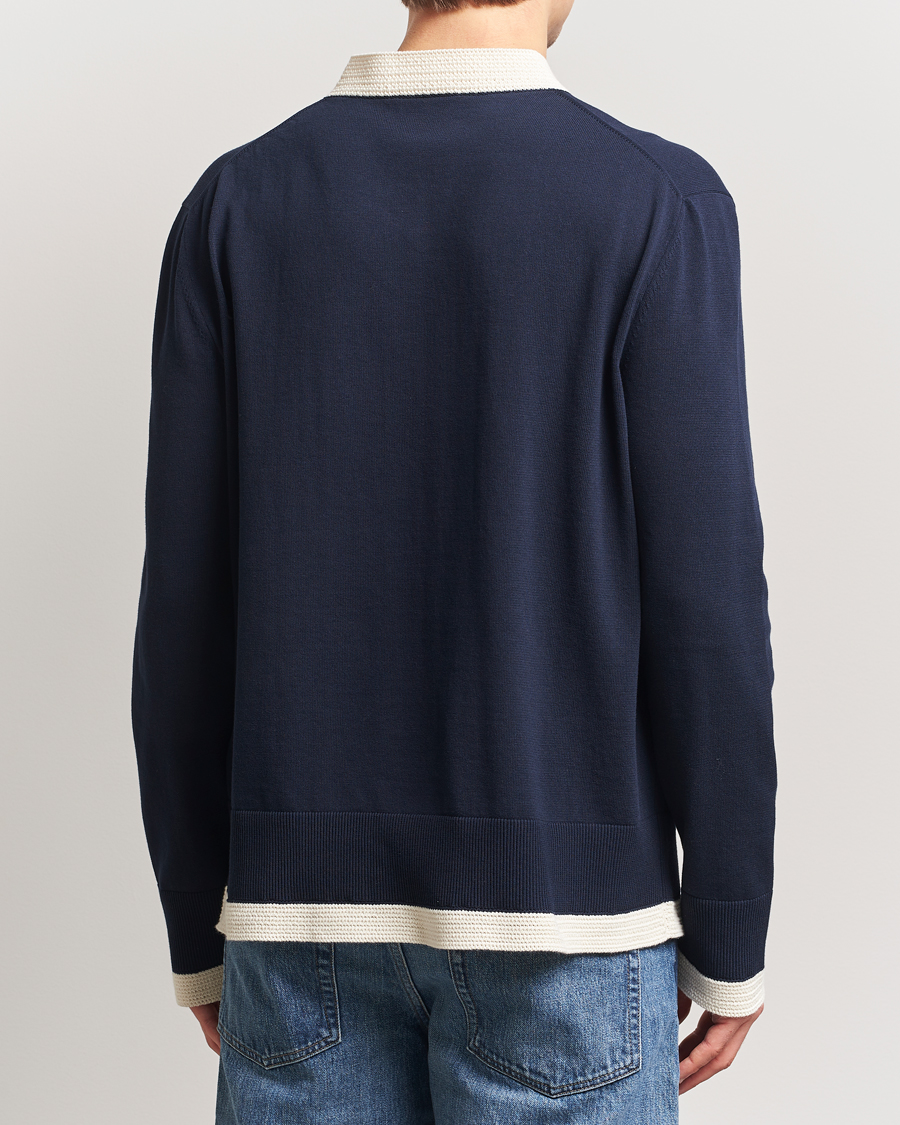 Uomini | Maglieria | Jil Sander | Contrast Trim V-Neck Sweater Navy