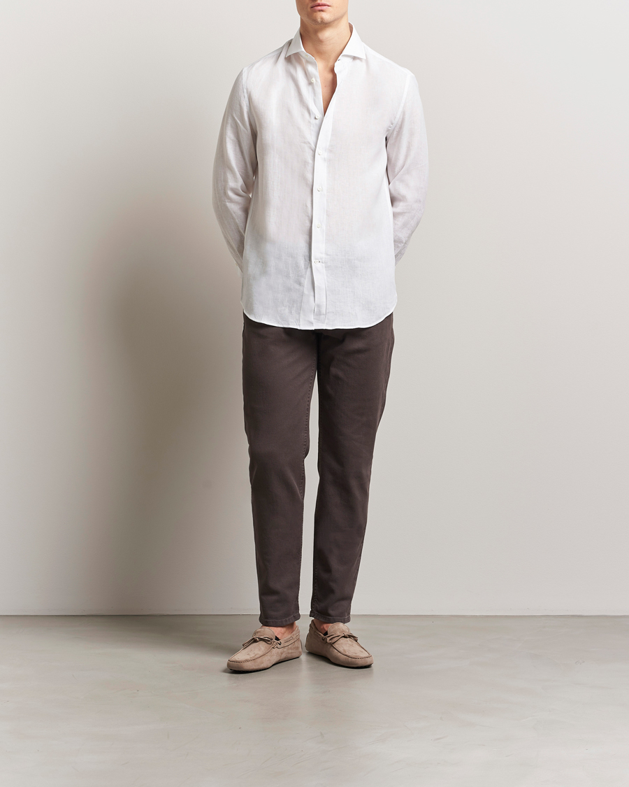 Uomini | Camicie | Brunello Cucinelli | Easy Fit Linen Shirt White