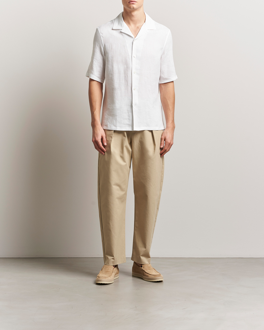 Uomini | Camicie | Brunello Cucinelli | Linen Camp Shirt White