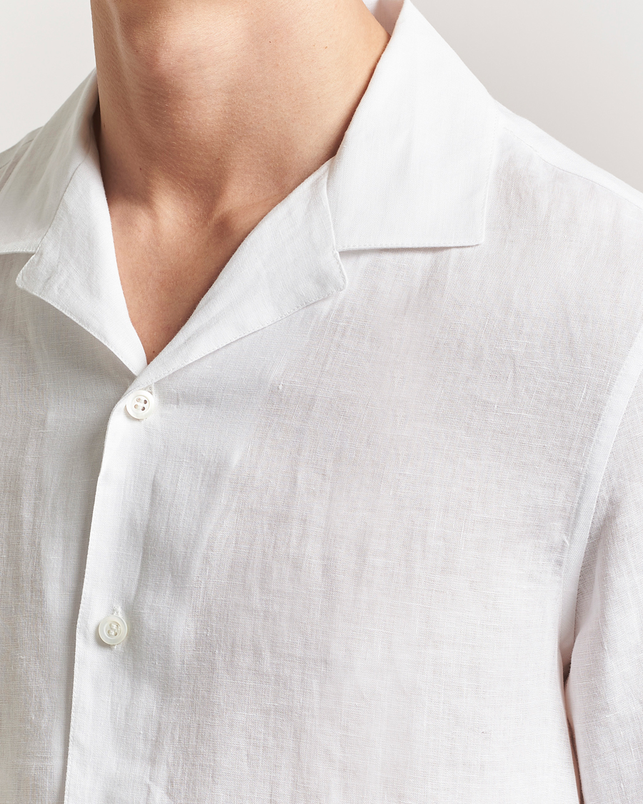 Uomini | Camicie | Brunello Cucinelli | Linen Camp Shirt White