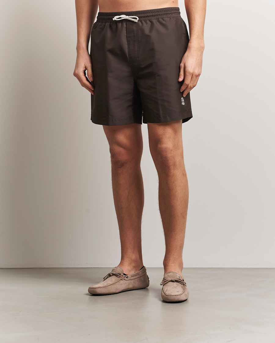 Uomini | Costumi da bagno | Brunello Cucinelli | Nylon Swim Trunks Dark Brown
