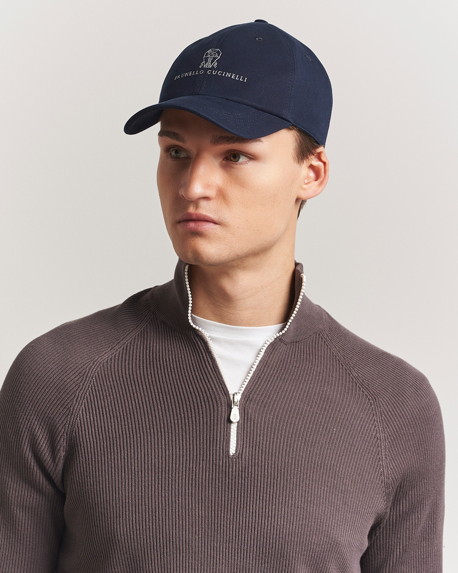 Uomini | Cappelli & Berretti | Brunello Cucinelli | Twill Cotton Baseball Cap Navy