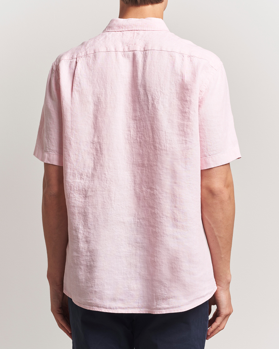 Uomini | Camicie | Charles Tyrwhitt | Pure Linen Short Sleeve Slim Fit Shirt Pink