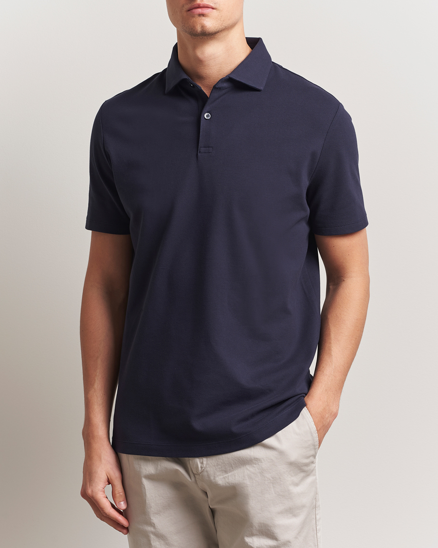 Uomini | Polo | Charles Tyrwhitt | Short Sleeve Cotton Pique Polo Navy