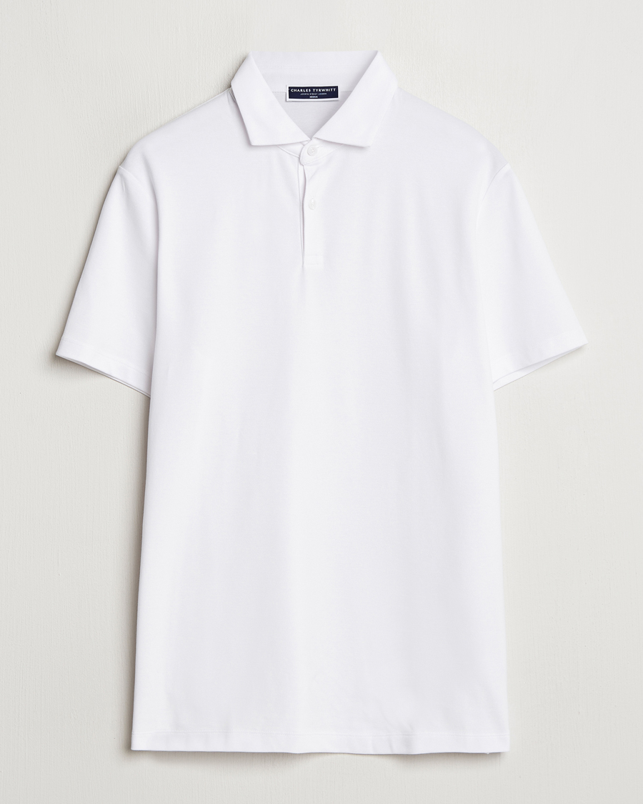 Uomini | Polo | Charles Tyrwhitt | Short Sleeve Cotton Pique Polo White