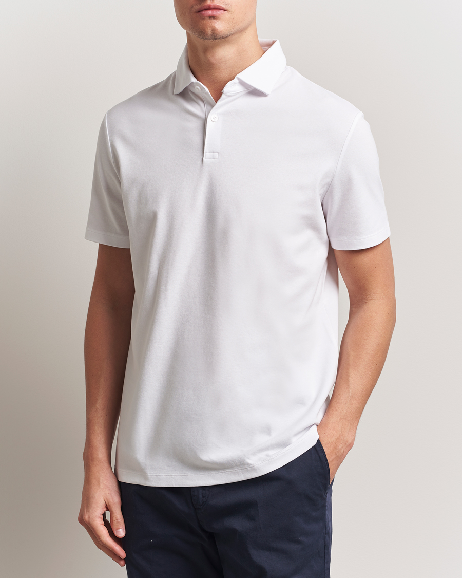 Uomini | Polo | Charles Tyrwhitt | Short Sleeve Cotton Pique Polo White