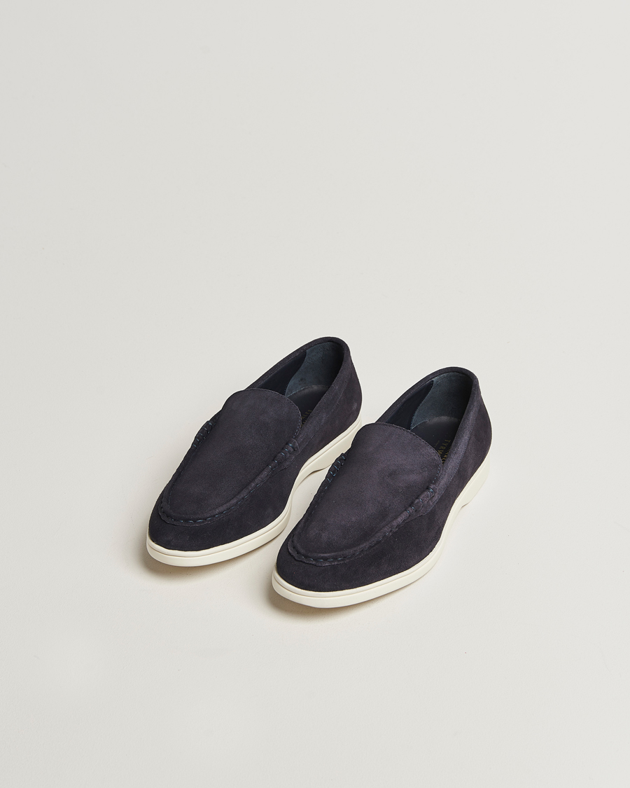 Uomini | Mocassini | Charles Tyrwhitt | Suede Slip On Loafers Navy