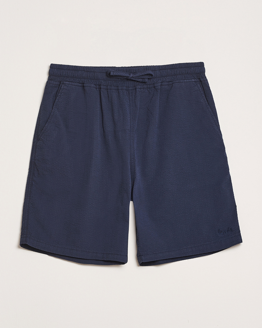 Uomini | Pantaloncini | Forét | Hush Seersucker Shorts Navy