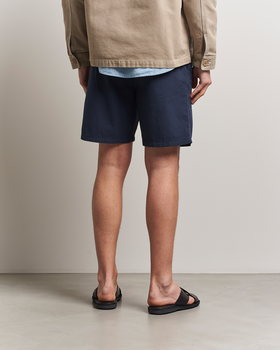 Uomini | Pantaloncini | Forét | Hush Seersucker Shorts Navy