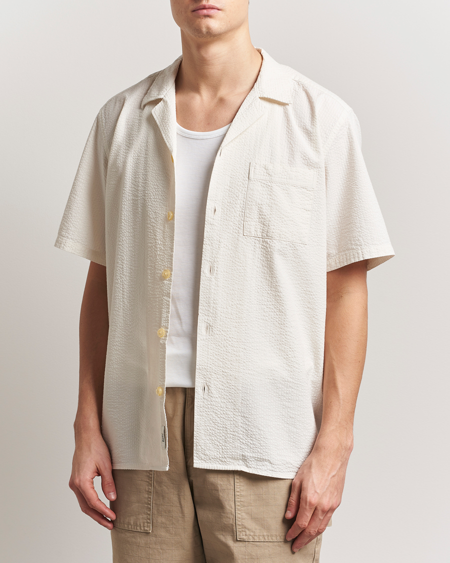 Uomini | Camicie | Forét | Hush Short Sleeve Seersucker Shirt Cloud