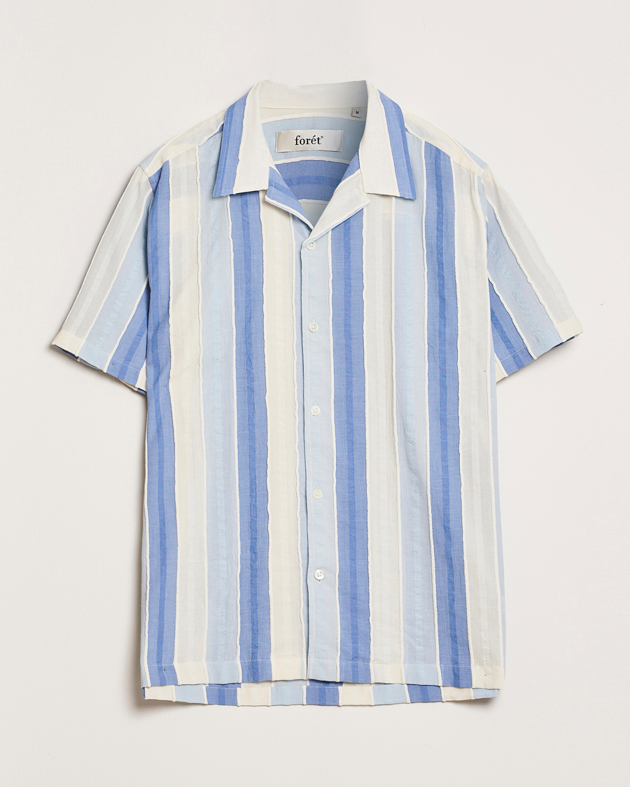 Uomini | Camicie | Forét | Peer Jaquard Short Sleeve Shirt Blue
