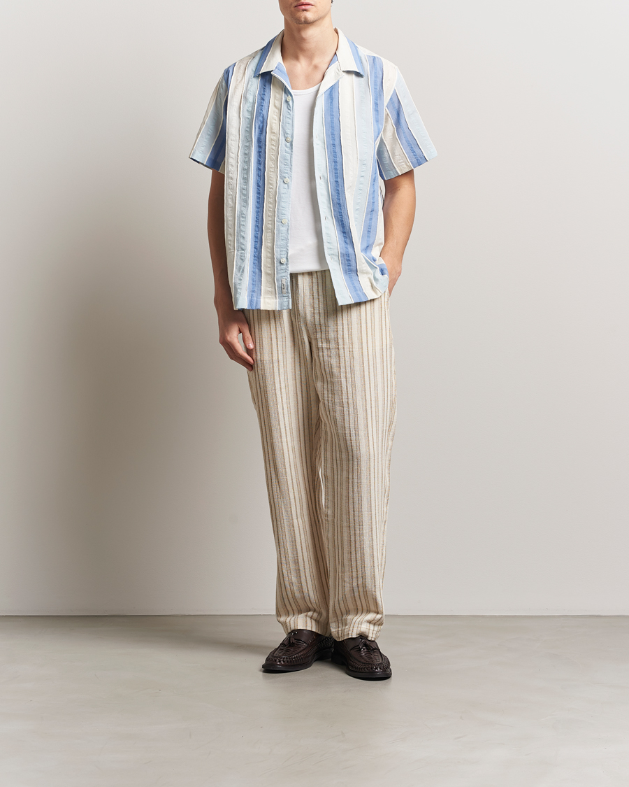 Uomini | Camicie | Forét | Peer Jaquard Short Sleeve Shirt Blue