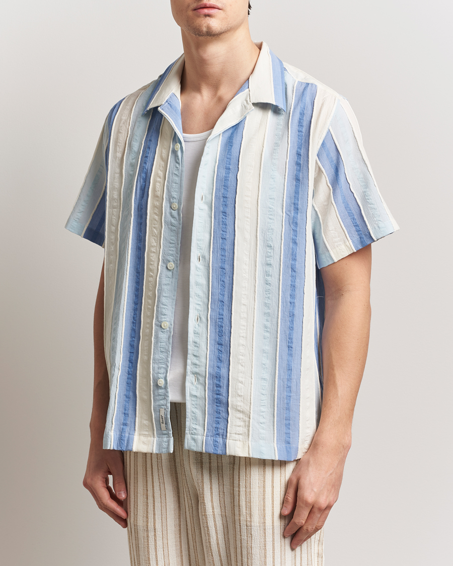 Uomini | Camicie | Forét | Peer Jaquard Short Sleeve Shirt Blue