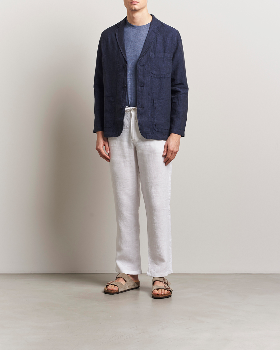 Uomini | Pantaloni | KnowledgeCotton Apparel | Loose Linen Pants Bright White