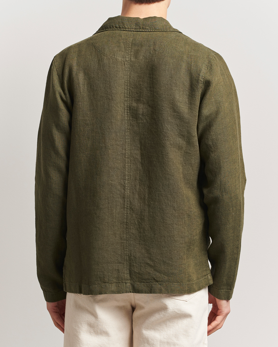 Uomini | Camicie | KnowledgeCotton Apparel | Linen Overshirt Burnt Olive