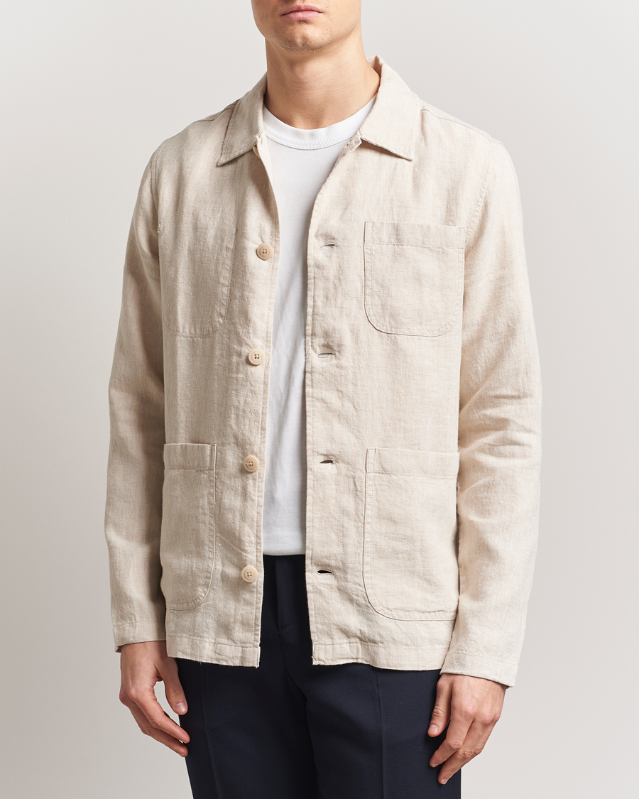 Uomini | Camicie | KnowledgeCotton Apparel | Linen Overshirt Light Feather Grey