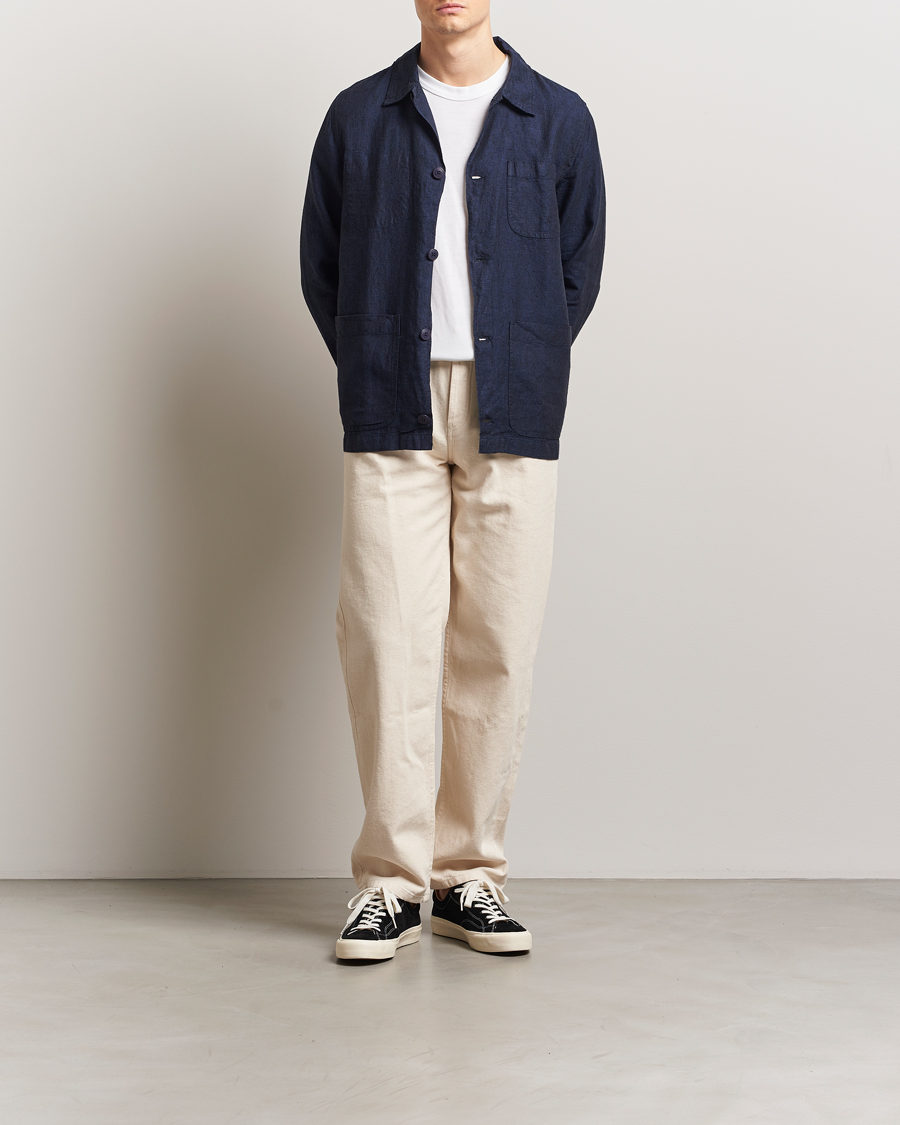 Uomini | Camicie | KnowledgeCotton Apparel | Linen Overshirt Total Eclipse
