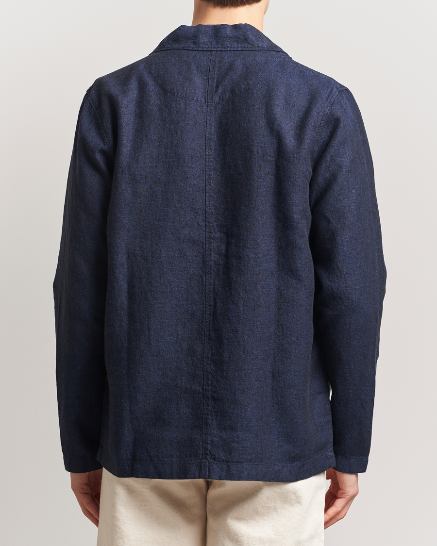 Uomini | Camicie | KnowledgeCotton Apparel | Linen Overshirt Total Eclipse