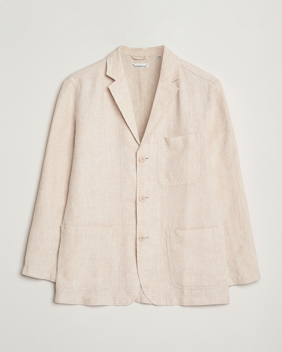 Uomini | Blazers | KnowledgeCotton Apparel | Linen Blazer Light Feather Grey