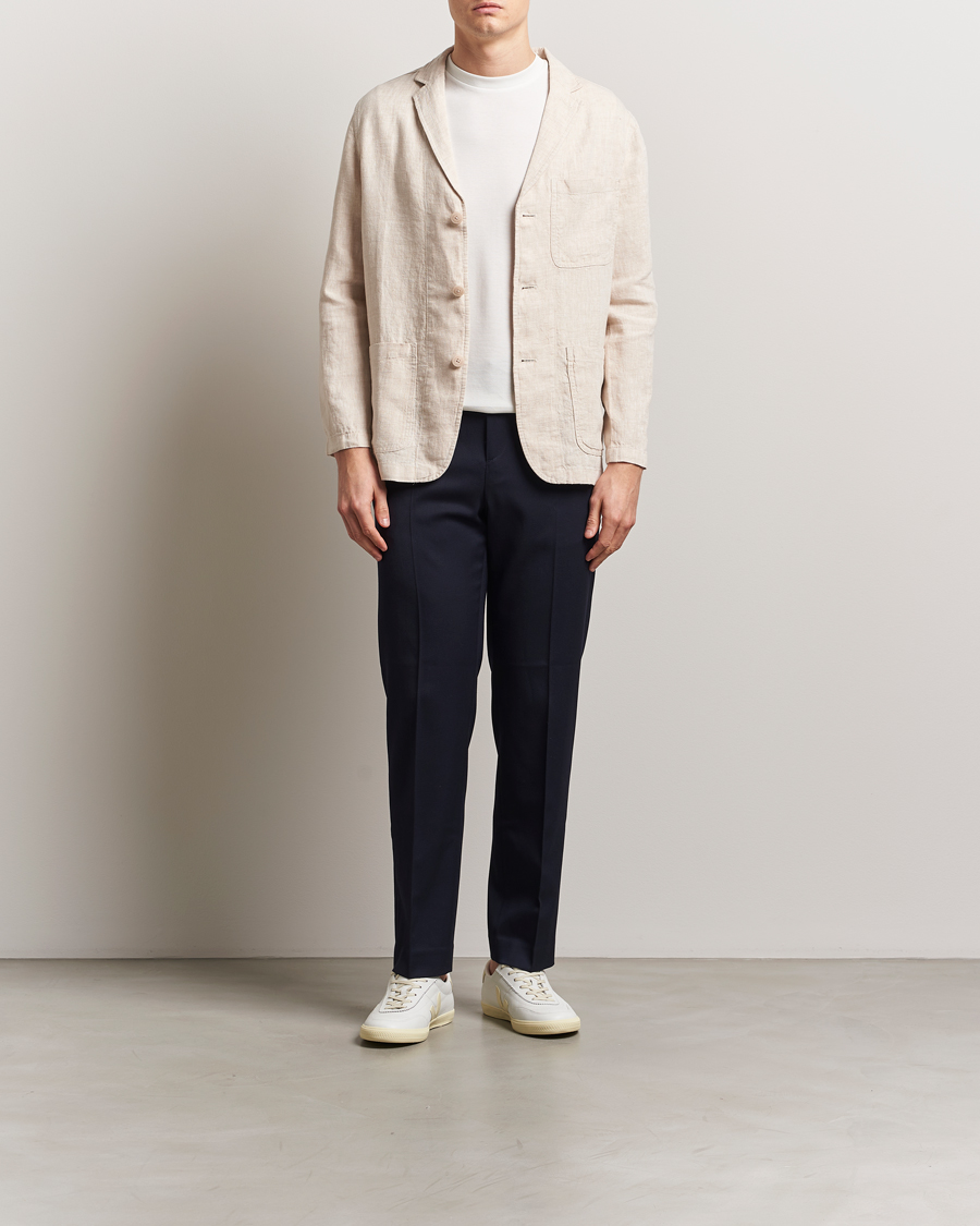 Uomini | Blazers | KnowledgeCotton Apparel | Linen Blazer Light Feather Grey