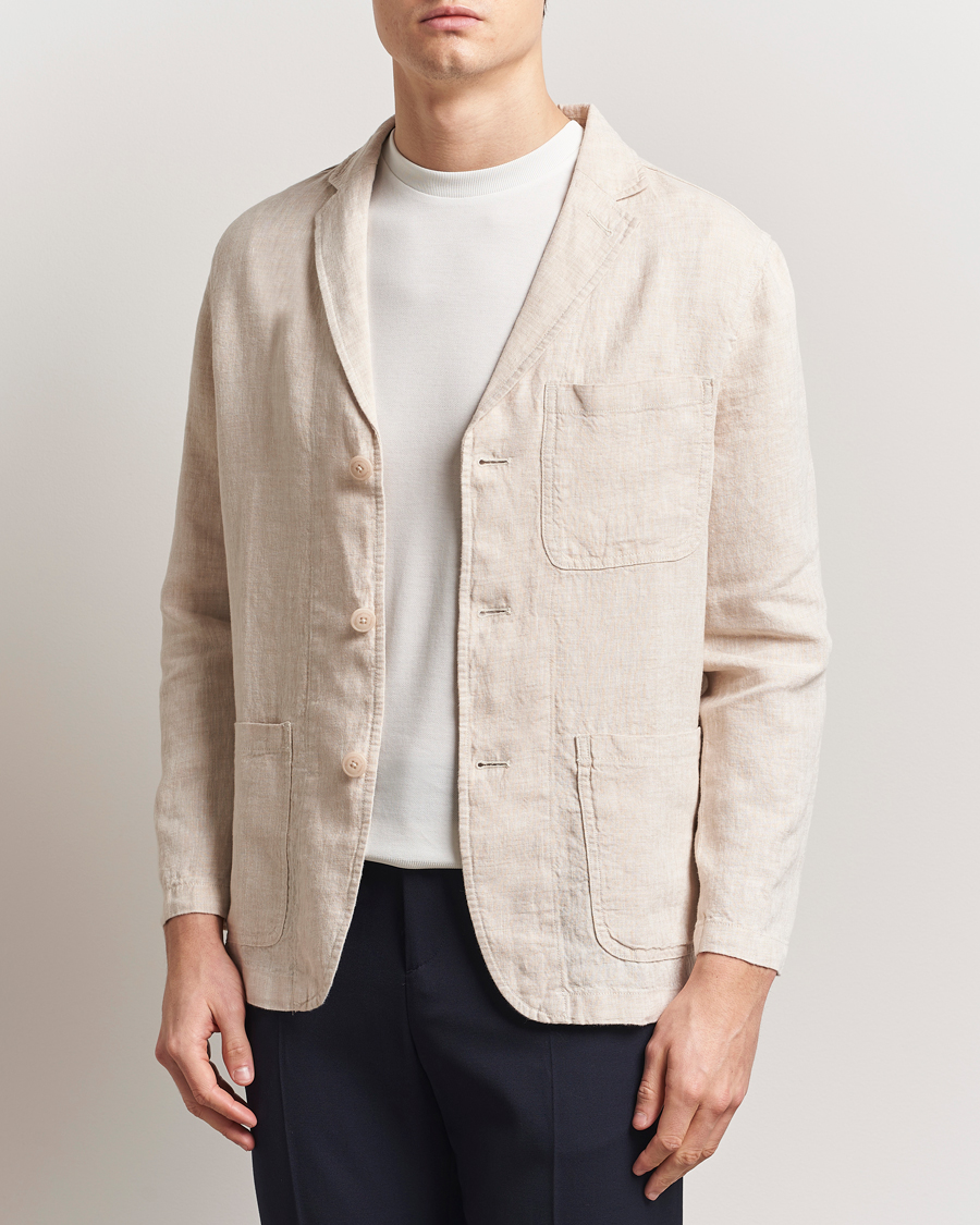 Uomini | Blazers | KnowledgeCotton Apparel | Linen Blazer Light Feather Grey